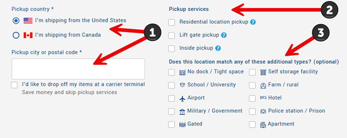 How to book an LTL shipment | Step 4: Enter pickup/delivery info